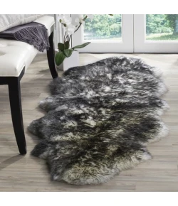 Safavieh Sheep Skin Ivory / Dark Charcoal SHS121 2 ft. X 6 ft. Runner Rug