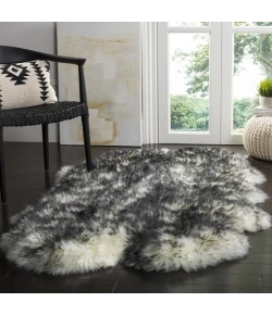 Safavieh Sheep Skin Ivory / Dark Charcoal SHS121 3 ft. 7 in. X 6 ft. 0 in. Rectangle Rug