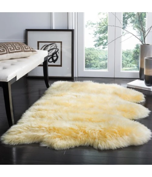 Safavieh Sheep Skin Champagne SHS121 3 ft. X 5 ft. Rectangle Rug