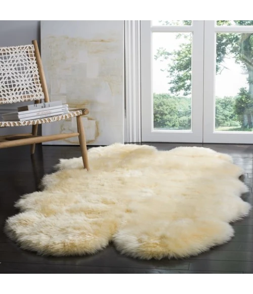 Safavieh Sheep Skin Champagne SHS121 3 ft. 7 in. X 6 ft. 0 in. Rectangle Rug
