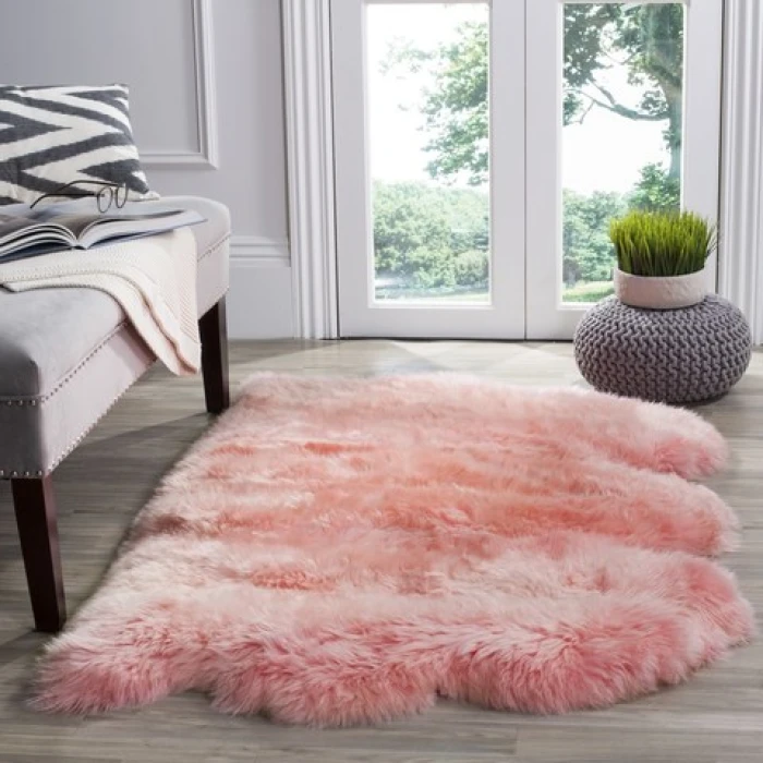 Safavieh Sheep Skin Solid Pink SHS121 3 ft. X 5 ft. Rectangle Rug