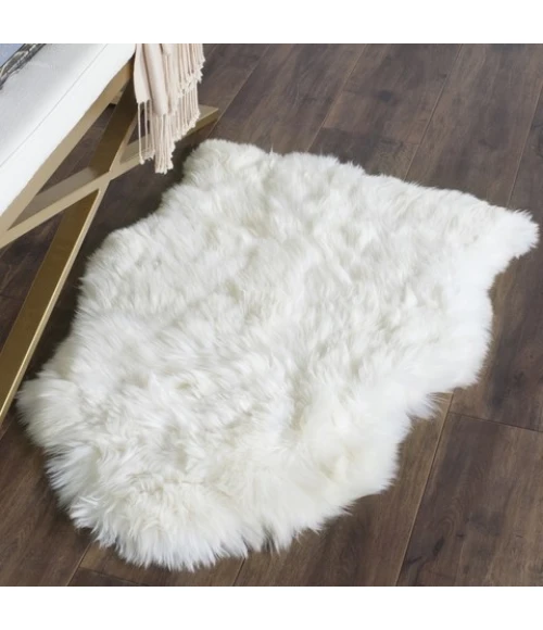 Safavieh Sheep Skin Natural / White SHS211 2 ft. X 3 ft. Accent Rug