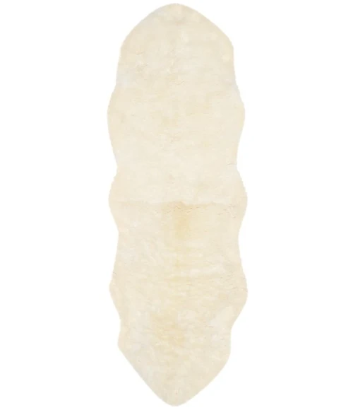 Safavieh Sheep Skin Natural / White SHS211 2 ft. X 6 ft. Runner Rug