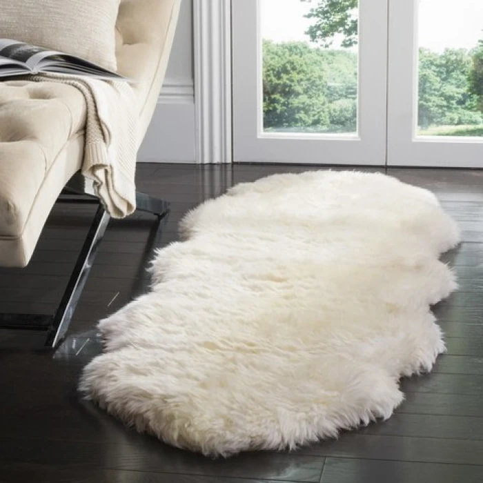 Safavieh Sheep Skin Natural / White SHS211 2 ft. X 8 ft. Runner Rug