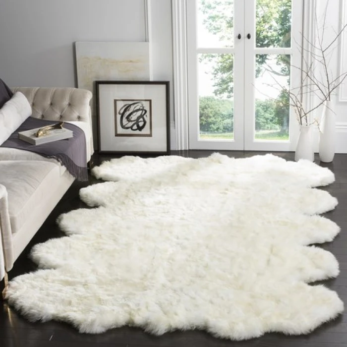 Safavieh Sheep Skin Natural / White SHS211 5 ft. X 8 ft. Rectangle Rug