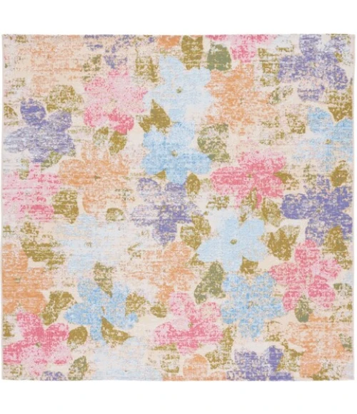 Safavieh Summer Blue / Pink SMR410 6 ft. 7 in. X 6 ft. 7 in. Square Rug