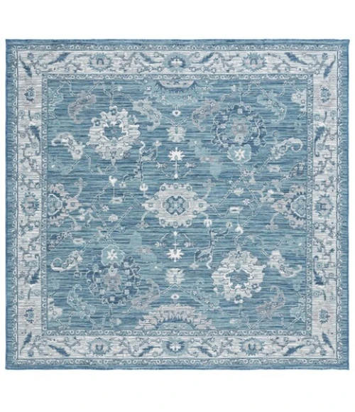 Safavieh Sunrise Grey / Blue Ivory SUN624 6 ft. 7 in. X 6 ft. 7 in. Square Rug