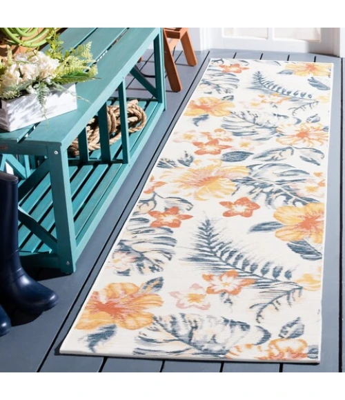 Safavieh Sunrise Ivory / Rust Blue SUN671 2 ft. X 8 ft. Runner Rug