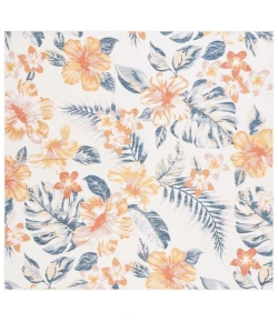 Safavieh Sunrise Ivory / Rust Blue SUN671 6 ft. 7 in. X 6 ft. 7 in. Square Rug