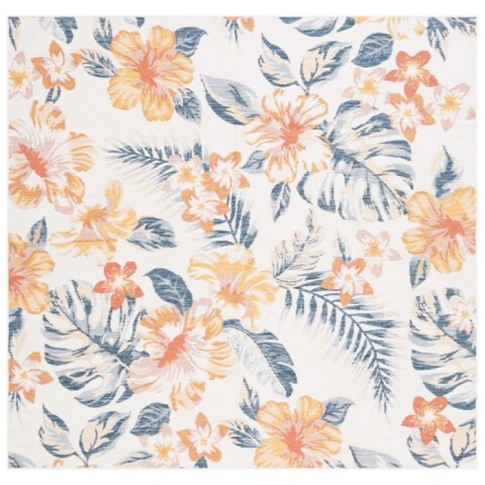 Safavieh Sunrise Ivory / Rust Blue SUN671 6 ft. 7 in. X 6 ft. 7 in. Square Rug