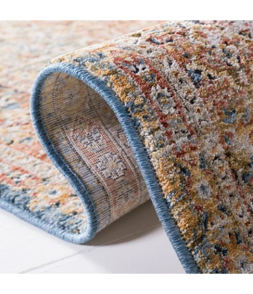 Safavieh Silverado Blue / Rust SVD106 6 ft. 4 in. X 6 ft. 4 in. Square Rug