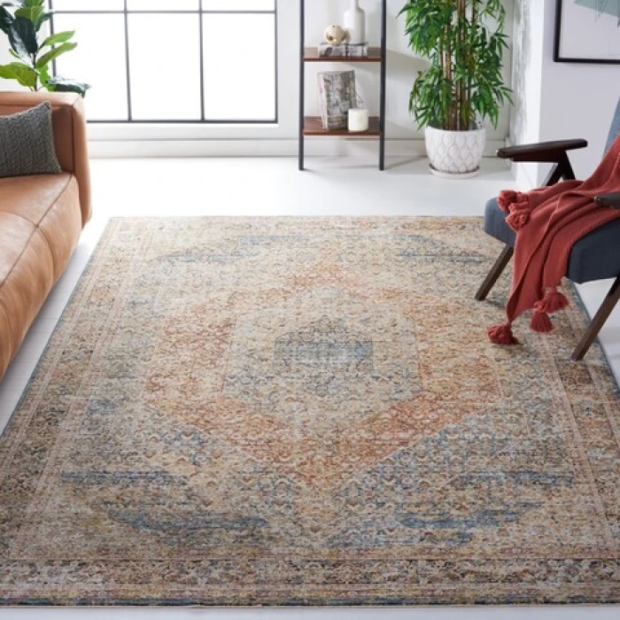 Safavieh Silverado Blue / Rust SVD106 4 ft. X 6 ft. Rectangle Rug