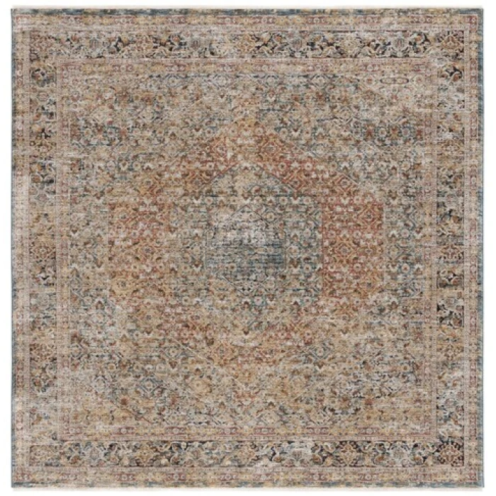 Safavieh Silverado Blue / Rust SVD106 6 ft. 4 in. X 6 ft. 4 in. Square Rug