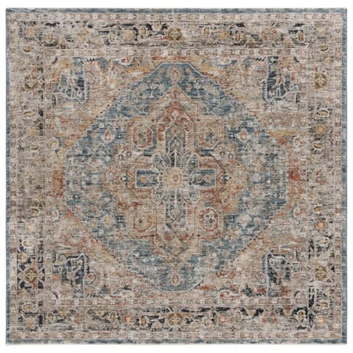 Safavieh Silverado Blue / Rust SVD110 6 ft. 4 in. X 6 ft. 4 in. Square Rug