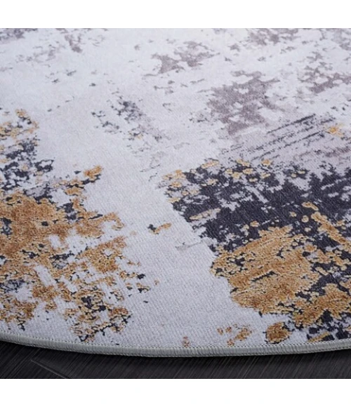 Safavieh Tacoma Grey / Gold TAC863 6 ft. X 6 ft. Round Rug