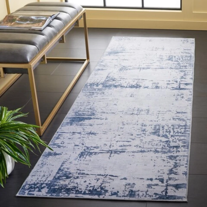 Safavieh Tacoma Grey / Navy TAC864 2 ft. 6 in. X 8 ft. Runner Rug