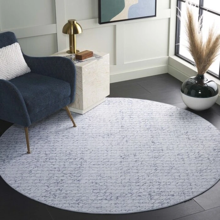 Safavieh Tacoma Grey / Blue TAC901 6 ft. X 6 ft. Round Rug