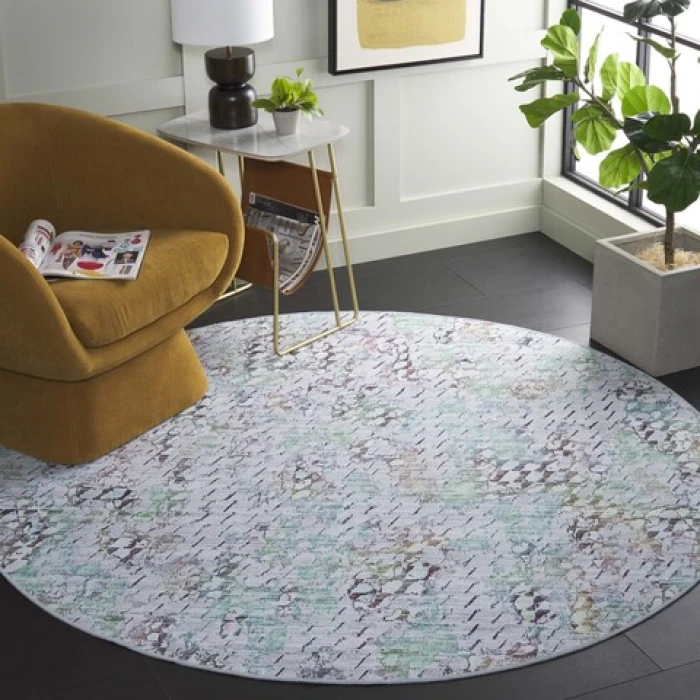 Safavieh Tacoma Grey / Green TAC913 6 ft. X 6 ft. Round Rug