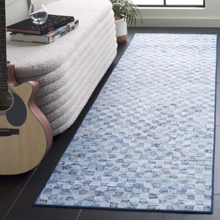 Safavieh Tacoma Grey / Aqua TAC917 2 ft. 6 in. X 8 ft. Runner Rug