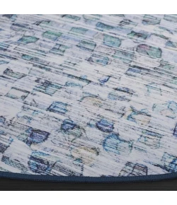 Safavieh Tacoma Grey / Aqua TAC917 6 ft. X 6 ft. Round Rug