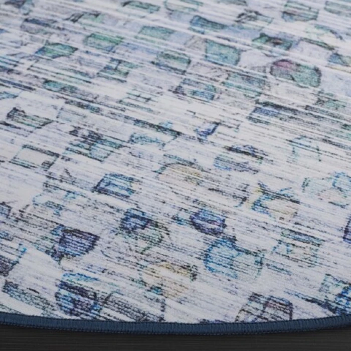 Safavieh Tacoma Grey / Aqua TAC917 6 ft. X 6 ft. Round Rug