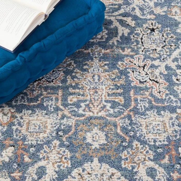 Safavieh Vivaldi Navy / Ivory VIV561 6 ft. 7 in. X 6 ft. 7 in. Round Rug