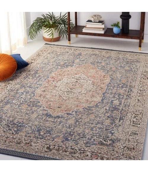 Safavieh Vivaldi Blue / Rust VIV565 5 ft. 3 in. X 7 ft. 6 in. Rectangle Rug
