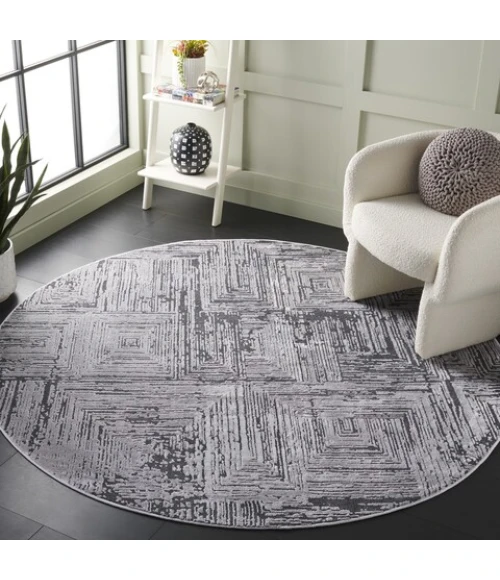 Safavieh Whisper Grey / Dark Grey WHS814 6 ft. 7 in. X 6 ft. 7 in. Round Rug