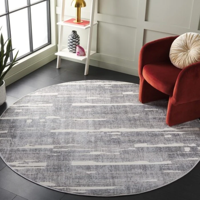 Safavieh Whisper Grey / Light Grey WHS816 6 ft. 7 in. X 6 ft. 7 in. Round Rug