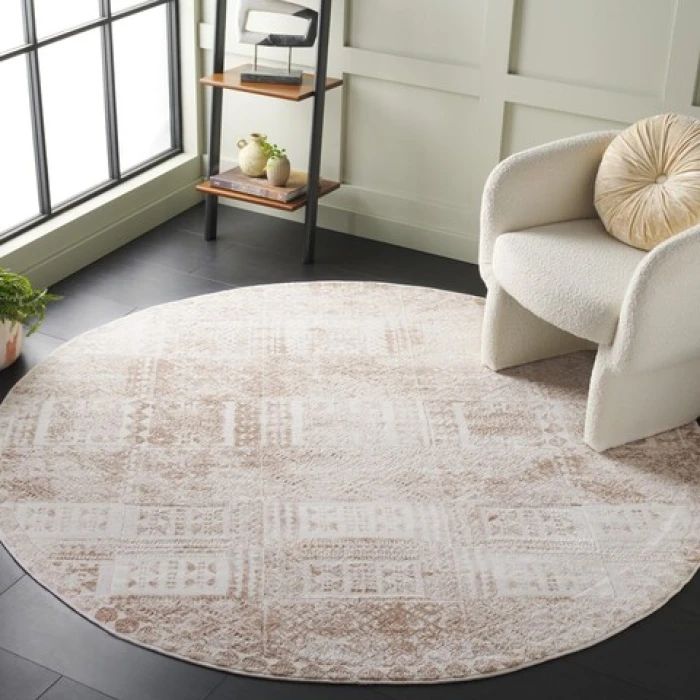 Safavieh Whisper Beige / Light Beige WHS818 6 ft. 7 in. X 6 ft. 7 in. Round Rug