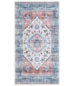 Safavieh Washable Printed Rug Turquoise / Red WPR322 3 ft. X 5 ft. Rectangle Rug