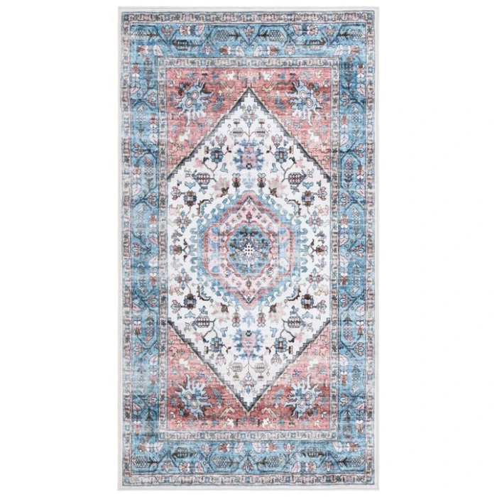 Safavieh Washable Printed Rug Turquoise / Red WPR322 3 ft. X 5 ft. Rectangle Rug