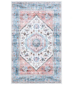 Safavieh Washable Printed Rug Turquoise / Red WPR322 5 ft. X 8 ft. Rectangle Rug