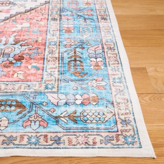 Safavieh Washable Printed Rug Turquoise / Red WPR322 3 ft. X 5 ft. Rectangle Rug