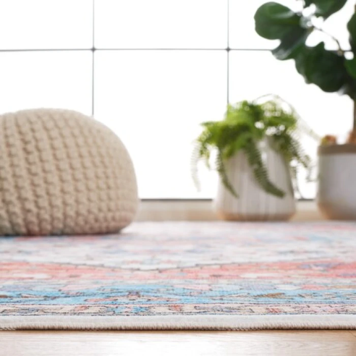 Safavieh Washable Printed Rug Turquoise / Red WPR322 3 ft. X 5 ft. Rectangle Rug