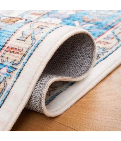 Safavieh Washable Printed Rug Turquoise / Red WPR322 4 ft. X 6 ft. Rectangle Rug