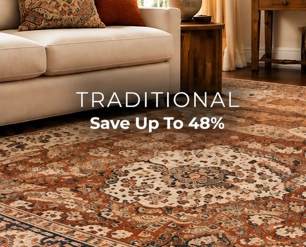 Traditional area rugs in a variety of colors and patterns
