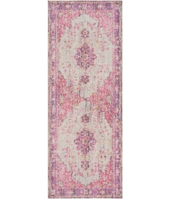 Livabliss Antioch AIC2305 Bright Pink Light Gray Area Rug 2 ft. 11 in. X 7 ft. 10 in. Runner