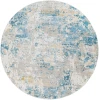 Livabliss Aisha AIS2302 Sky Blue Mustard Area Rug 6 ft. 7 in. Round