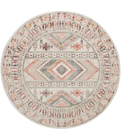 Livabliss Ankara AKR2336 Dusty Pink Sky Blue Area Rug 5 ft. 3 in. Round Round