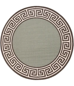 Livabliss Alfresco ALF9625 Dusty Sage Black Area Rug 8 ft. 10 in. X 8 ft. 10 in. Round