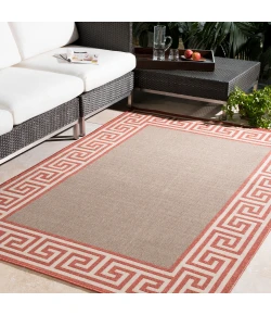 Livabliss Alfresco ALF9628 Rust Brown Area Rug 8 ft. 10 in. X 8 ft. 10 in. Round