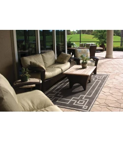 Livabliss Alfresco ALF9630 Black Camel Area Rug 8 ft. 10 in. Round