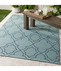 Livabliss Alfresco ALF9652 Pale Blue Navy Area Rug 8 ft. 10 in. X 8 ft. 10 in. Square