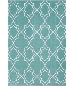 Livabliss Alfresco ALF9653 Teal White Area Rug 7 ft. 3 in. Round