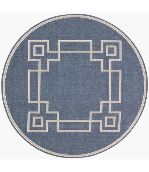 LIVABLISS Alfresco Dark Blue ALF-9654 7ft.3in. x 7ft.3in. Round Rug