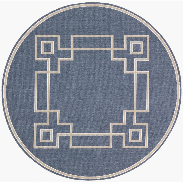LIVABLISS Alfresco Dark Blue ALF-9654 7ft.3in. x 7ft.3in. Round Rug
