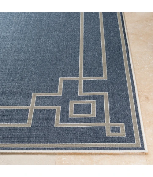 LIVABLISS Alfresco Dark Blue ALF-9654 7ft.3in. x 7ft.3in. Round Rug