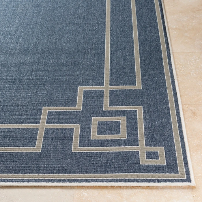 LIVABLISS Alfresco Dark Blue ALF-9654 7ft.3in. x 7ft.3in. Round Rug