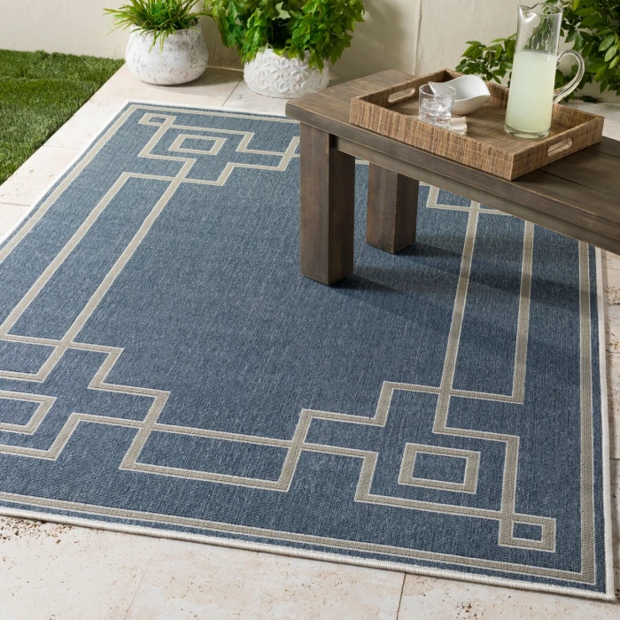 LIVABLISS Alfresco Dark Blue ALF-9654 7ft.3in. x 7ft.3in. Round Rug